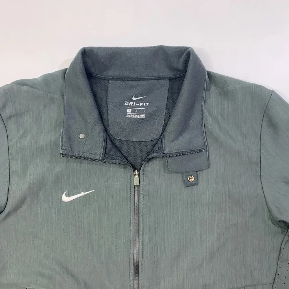 Nike Travel Jacket Mens M Medium Grey Perforated Dri Fit Lightweight Full Zip